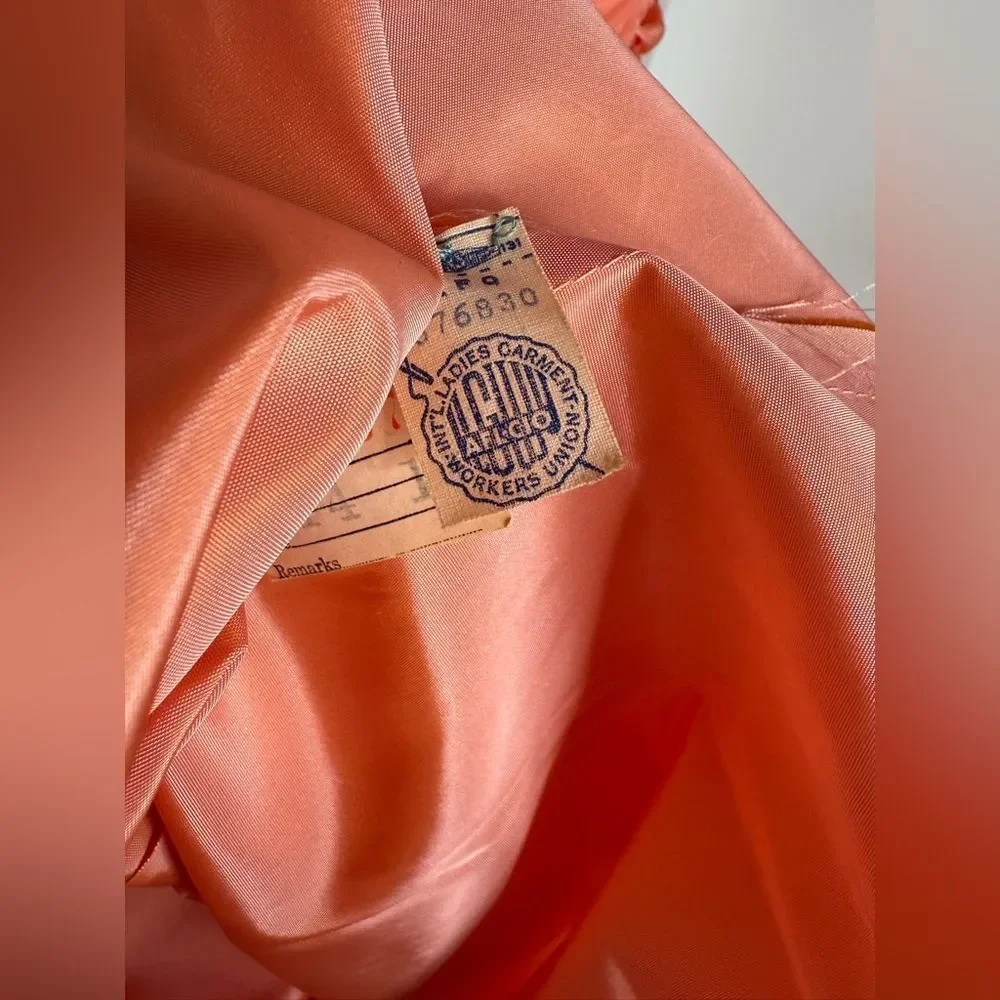 RARE 1950s Peach Colored Prom Fit and Flair High Glam Dress